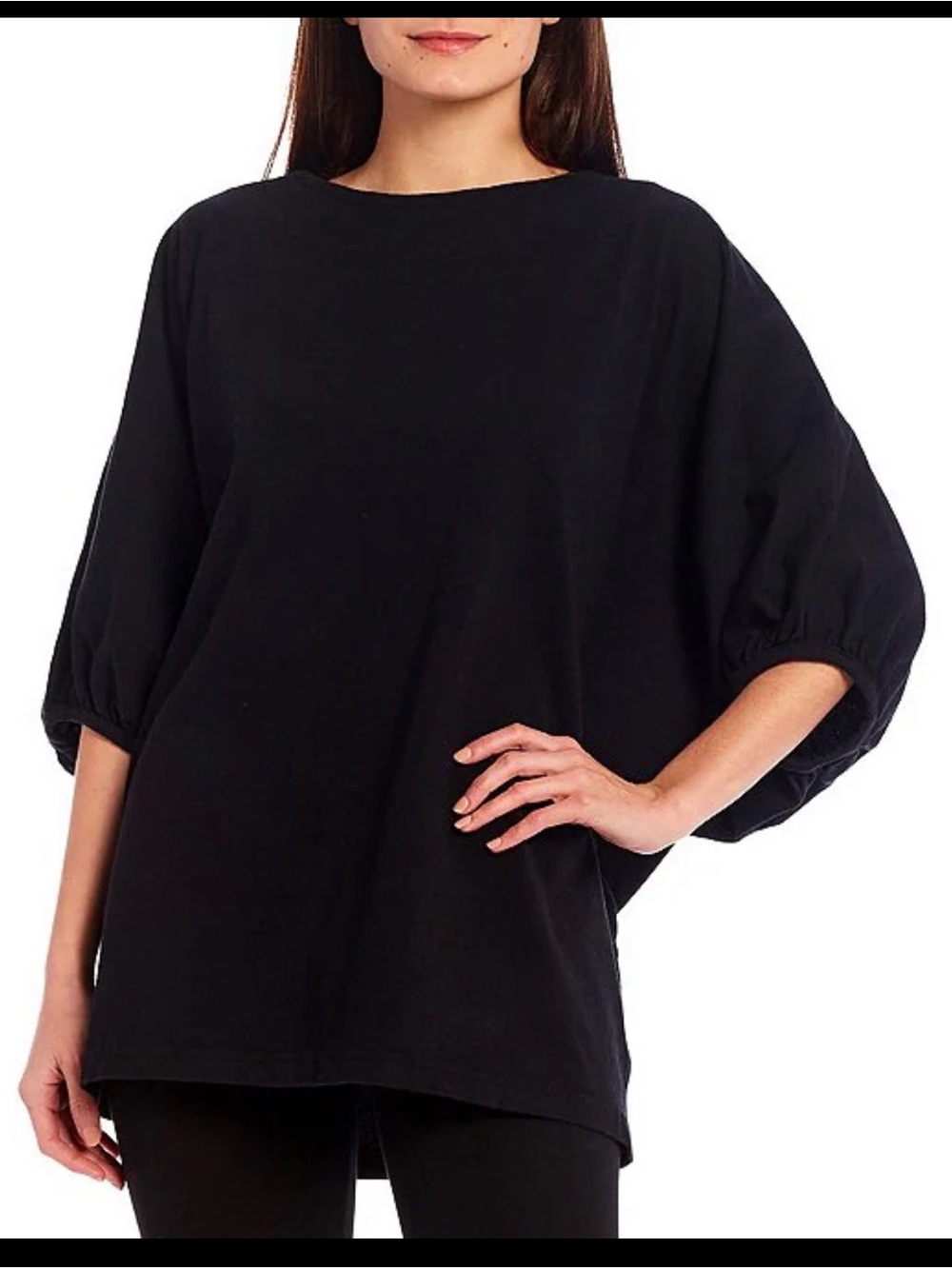 Brynn Walker Wilder Dolman Banded Black Balloon-Sleeve Women’s Top $128